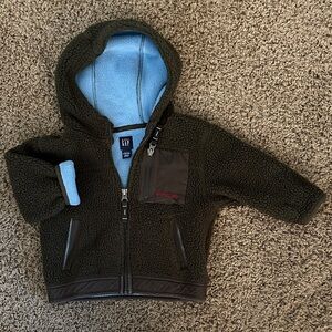 GAP Dark Brown Sherpa with Light Blue Fleece Jacket
